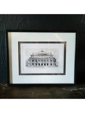 Vintage Paris Opera House Etching Wall Framed Art Print By Charles Pinet